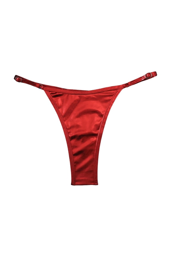 Women's Sexy Cheeky Thong Bazilian Cut Low Rise High Leg Bikini Bottom for Summer Beach Swimwear(S,Red)
