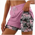 thumbnail image 1 of KPOPLK Women's Sweat Shorts with Pockets 2 in 1 Liner Drawstring Shorts Summer Workout Casual Lounge Shorts Size XL,Pink, 1 of 8