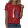 thumbnail image 1 of KPOPLK Womens American Flag Shirt USA Patriotic Crew Neck T-Shirt 4th of July Short Sleeve Tee(Red,L), 1 of 5