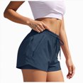 thumbnail image 1 of KPOPLK Womens High Waisted Running Shorts Quick Dry Athletic Workout Shorts with Mesh Liner Zipper Pockets Size L,Navy, 1 of 7
