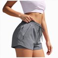 thumbnail image 1 of KPOPLK Womens High Waisted Running Shorts Quick Dry Athletic Workout Shorts with Mesh Liner Zipper Pockets Size S,Dark Gray, 1 of 7
