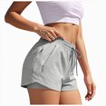 thumbnail image 1 of KPOPLK Womens High Waisted Running Shorts Quick Dry Athletic Workout Shorts with Mesh Liner Zipper Pockets Size XXL,Light Gray, 1 of 7