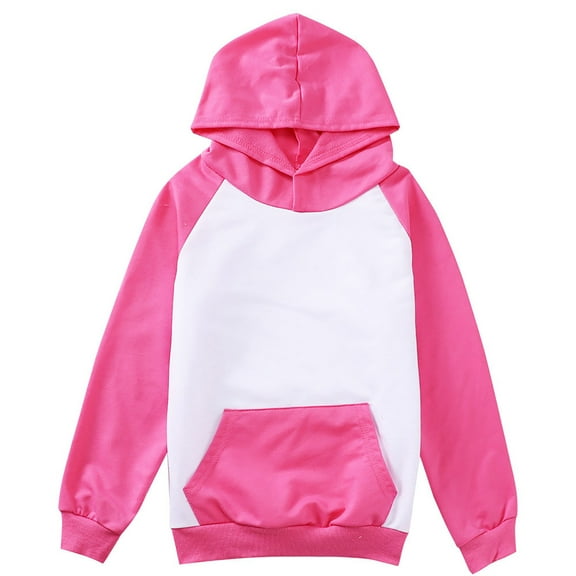 KPOPLK Youth Solid Classic Hoodies Soft Hooded Pullover Sweatshirts for Children (3-44 Years)(9-10 Years,Hot Pink)