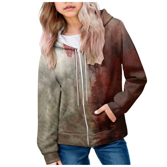 KPOPLK Zip Up Hoodie for Little and Big Kids(9-10 Years,Red)