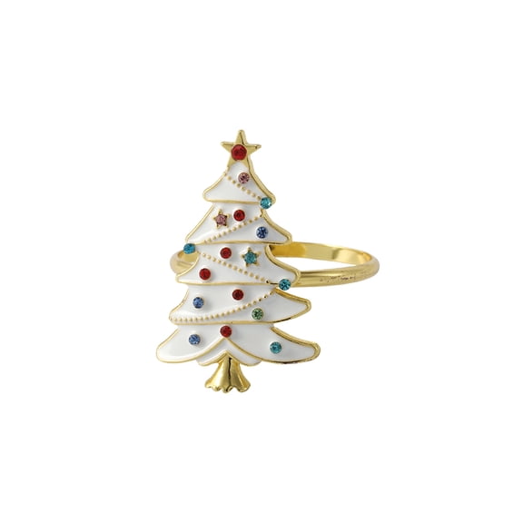 KPOSIYA Christmas Napkin Rings, 6pcs Gold Metal Christmas Tree Napkin Rings Holder Bluk for Xmas Party Favor Holiday Winter Dinner Table Decoration