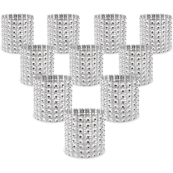 KPOSIYA Napkin Rings, Pack of 120 Rhinestone Rings Diamond Adornment for Place Settings, Wedding Receptions, Dinner or Holiday Parties, Family Gatherings (120, Silver)