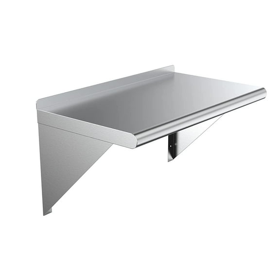 KPS Stainless Steel Wall Shelf 18" x 30" NSF Certified Commercial Kitchen Shelf with Wall Mount Brackets for Restaurant or Food Truck Use