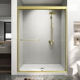 thumbnail image 1 of KPUY 55" - 60" W x 70" H Semi-Frameless Double Sliding Shower Door with 1/4" Clear Tempered Glass, Nano Explosion-Proof Coating, Brushed Gold, 1 of 8