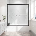 thumbnail image 1 of KPUY 55" - 60" x 60" Aluminium Framed Double Sliding Bath Tub Shower Door with 1/4" Tempered Glass, Nano Explosion-proof Film, Matte Black, 1 of 10