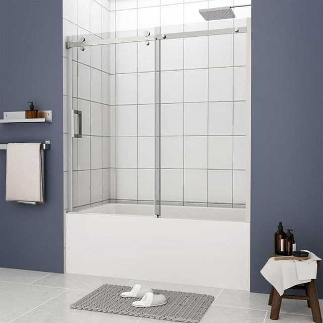 KPUY 56 - 60" X 58" Adjustable Frameless Sliding Bath Tub Shower Door 5 ...