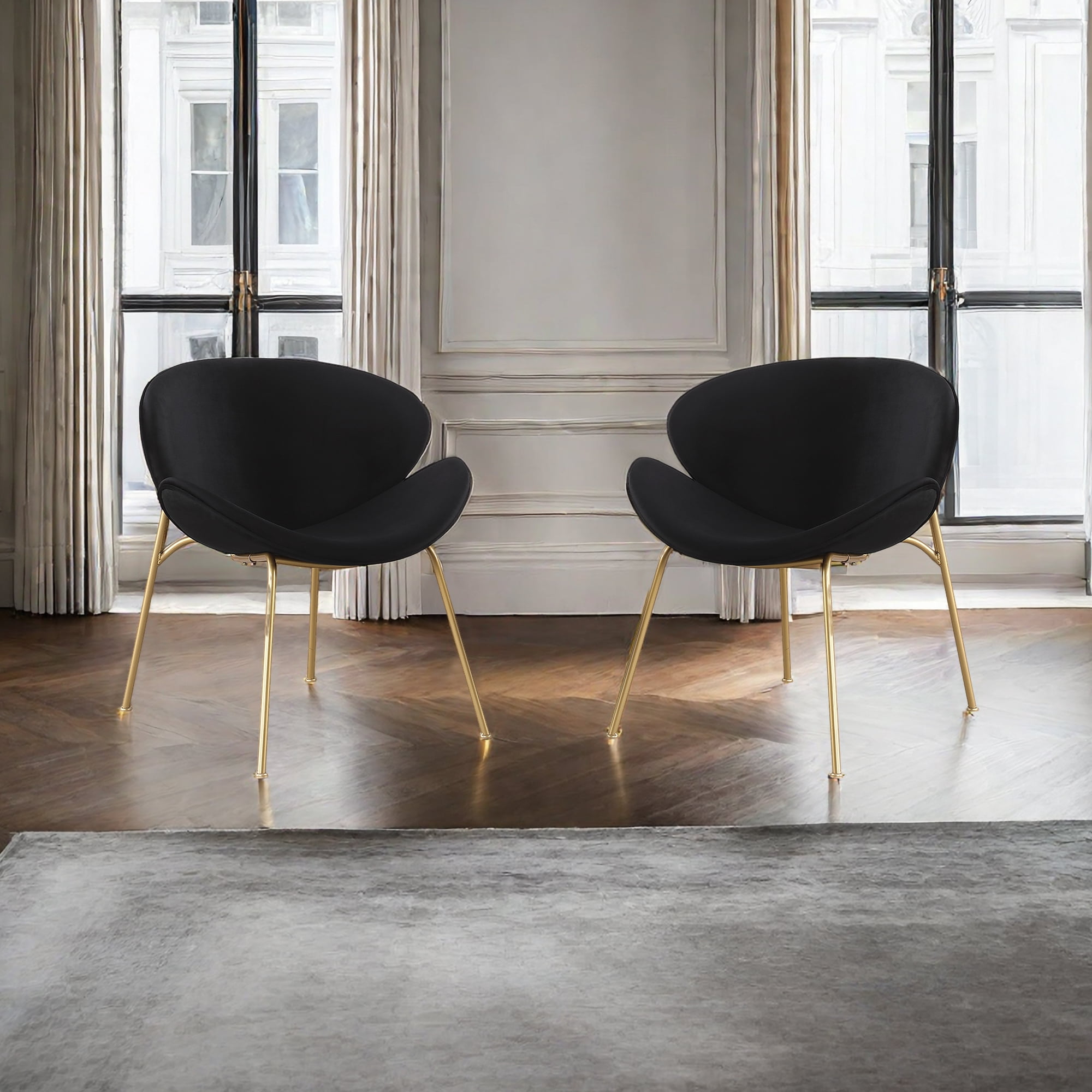 KPUY Set of 2 Velvet Ergonomic Armchair, Lounge Chair, Bedroom Vanity ...