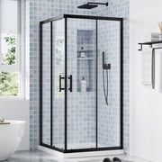 KPUY Shower Enclosure 36 x 36 W x 72 H Double Sliding Corner Shower Door Shower Stall with 1/4 Tempered Clear Glass, Matte Black