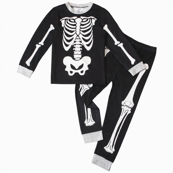 KPVEVIQ Boys Girls Halloween Pajamas Pumpkin Head Glow Print Pjs Toddler 2 Piece Ghost Sleepwear Kids Holiday Clothes Set,6-7 Y