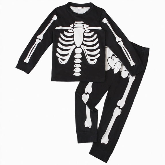KPVEVIQ Boys Girls Halloween Pajamas Pumpkin Head Glow Print Pjs Toddler 2 Piece Ghost Sleepwear Kids Holiday Clothes Set,8-9 Y