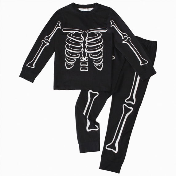 KPVEVIQ Boys Girls Halloween Pajamas Pumpkin Head Glow Print Pjs Toddler 2 Piece Ghost Sleepwear Kids Holiday Clothes Set,8-9 Y
