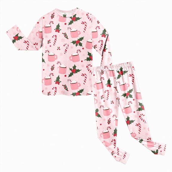 KPVEVIQ Girls Boys Christmas Pajamas 2 Piece Xmas Graphic Long Sleeve Long Pants Pajama Set Kids Cute Pj Soft Holiday Sleepwear,4-5 Y