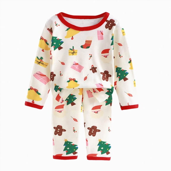 KPVEVIQ Girls Boys Christmas Pajamas Boys Pjs Set Xmas Graphic Long Sleeve and Pants Jammies 2 Piece Boys Sleepwear Lounge Clothe,1-2 Y