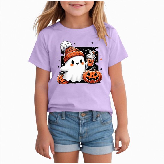 KPVEVIQ Kids Halloween Shirt Boys Girls Graphic T Shirt Spooky Season T-Shirt Halloween Short Sleeve Tops