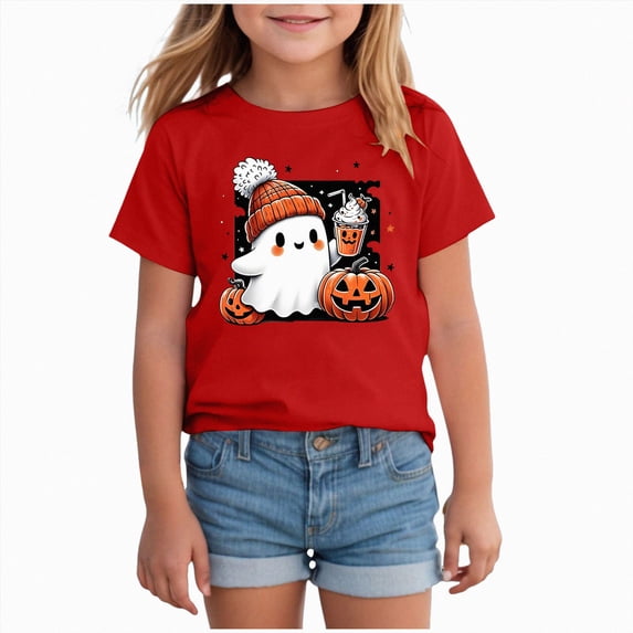 KPVEVIQ Kids Halloween Shirt Boys Girls Graphic T Shirt Spooky Season T-Shirt Halloween Short Sleeve Tops