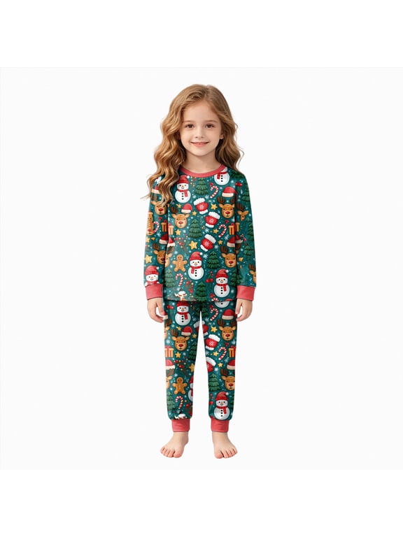 Kids Pajamas For Girls Boys Holiday Xmas Graphic Sleepwear Toddler Clothes Christmas Xmas Outfit,3-4 Y