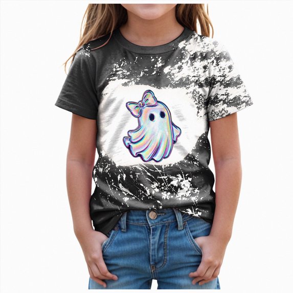 KPVEVIQ Toddler Boys Girls Halloween Ghost Graphic Shirt Funny Print T-Shirt Fall Holiday Tops