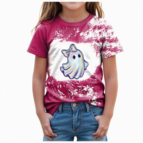 KPVEVIQ Toddler Boys Girls Halloween Ghost Graphic Shirt Funny Print T-Shirt Fall Holiday Tops