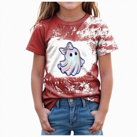 KPVEVIQ Toddler Boys Girls Halloween Ghost Graphic Shirt Funny Print T-Shirt Fall Holiday Tops