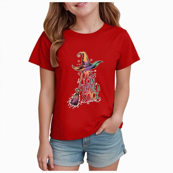 KPVEVIQ Toddler Halloween Shirt Kid Cute Witch Broomstick Tees Boys Girls Halloween Tops Clothes