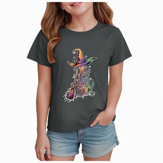 KPVEVIQ Toddler Halloween Shirt Kid Cute Witch Broomstick Tees Boys Girls Halloween Tops Clothes