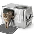 thumbnail image 1 of KPWACD Stainless Steel Cat Litter Box with Lid Metal Litter Pan Extra Large 23.8" X 15.9" X 13.1", 1 of 9