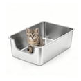 thumbnail image 1 of KPWACD Stainless Steel Litter Box Low Entry Metal Cat Litter Pan 17.5 x 13.5 x 5.9-in, 1 of 9