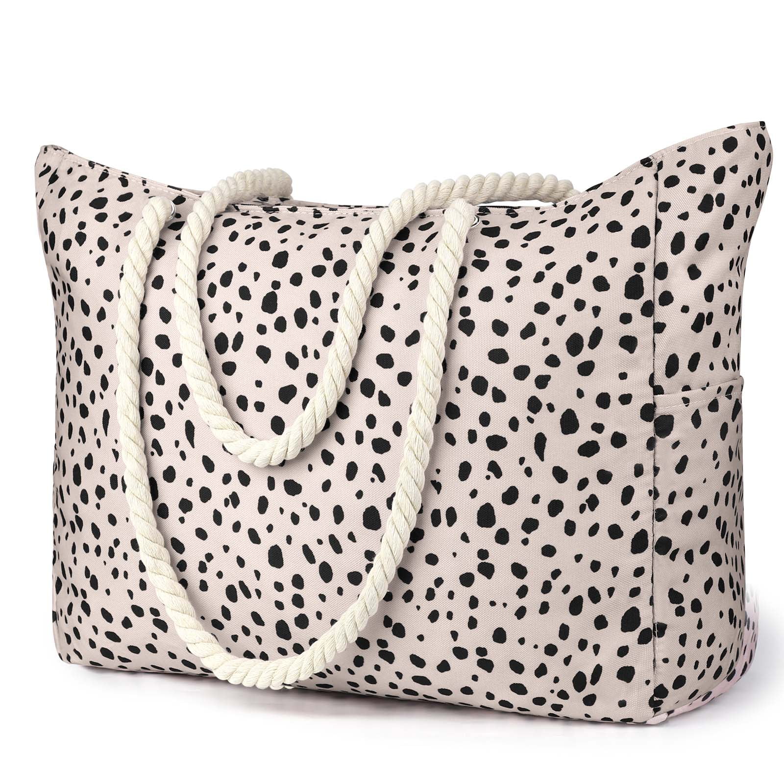 KPX Beach Bags for Women Large Waterproof Beach Tote Bag with Zipper Beach Bag Waterproof Sandproof Swim Pool Bag Large Tote Leopard