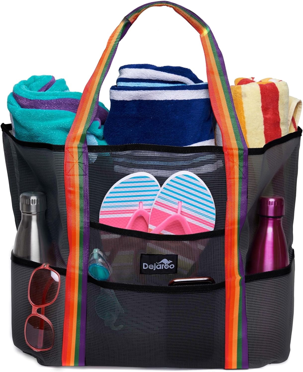 Women’s Woven Beach Tote Bag with Zip Closure