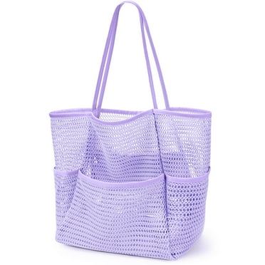 KPX Mesh Beach Bag for Women, Beach Tote Large Foldable Mesh Swim Bag with Pockets | Sandproof | Waterproof