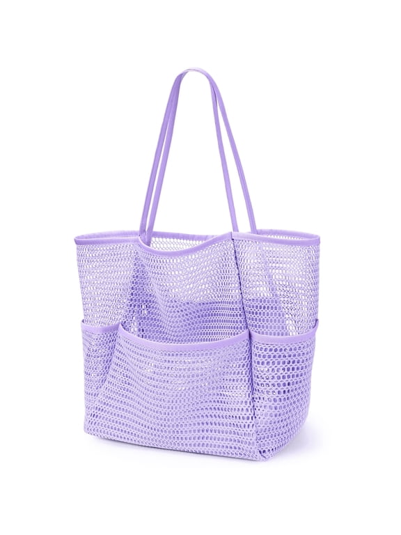 Mesh Beach Bag for Women, Beach Tote Large Foldable Mesh Swim Bag with Pockets | Sandproof | Waterproof