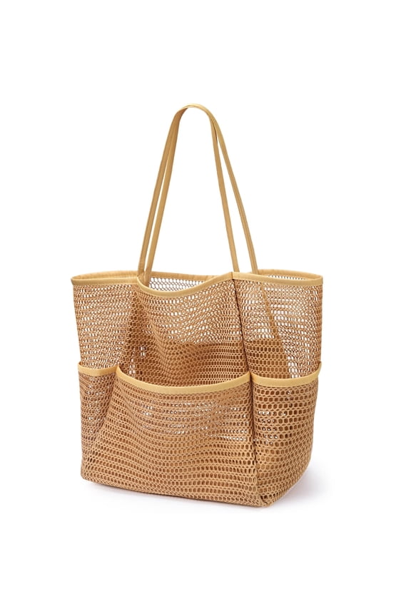 Mesh Beach Bag for Women, Beach Tote Large Foldable Mesh Swim Bag with Pockets | Sandproof | Waterproof