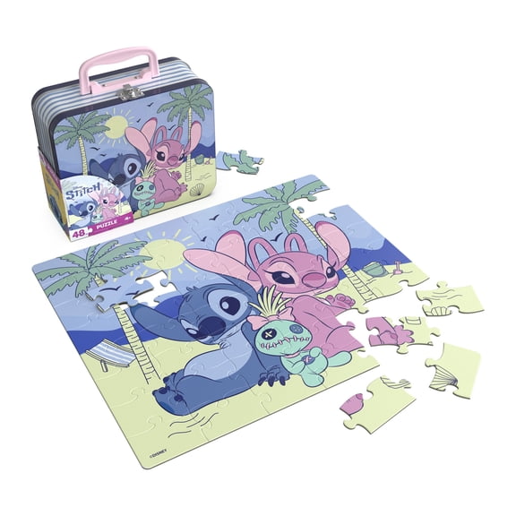 Spin Master Games, Disney's Stitch Puzzle in Storage Tin, 48 Pieces, for Ages 3 and up