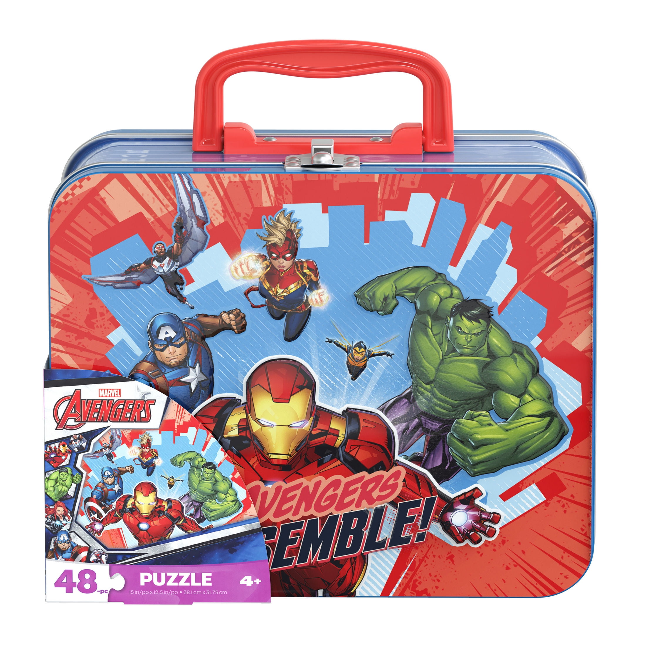 Marvel Avengers Puzzle in Tin Storage Box with Handle, 48 Pieces