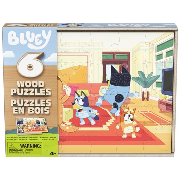 Spin Master Games, Bluey 6-Pack Wood Puzzles Collection, 18-24 Pieces, for Ages 4 and up