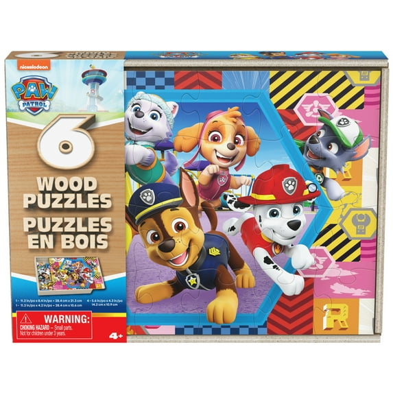 PAW Patrol, 6 Jigsaw Puzzles in Wooden Storage Box, Ages 3+