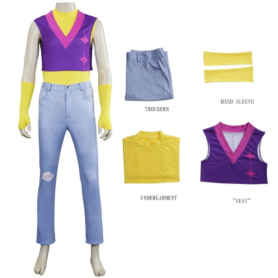 ZTACE POP Singer Stars Costume - Mystery Sajia Purple Top Vest Pants Full Set, Boys Dress up Costumes, Halloween Fancy Dress up - Pink, 150