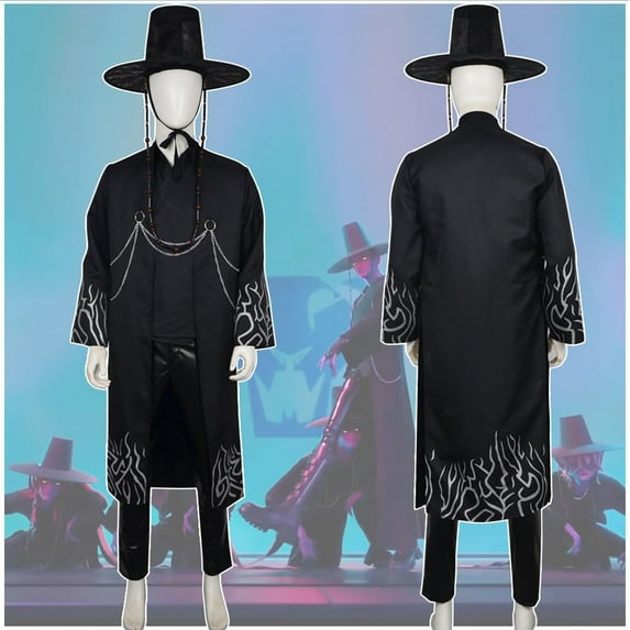 ZTACE POP Singer Stars Costumes - Saija Boys Grim Reaper Black Outfit, Men Cosplay Bodysuits, Halloween Fancy Dress Costume - Black, XXXL