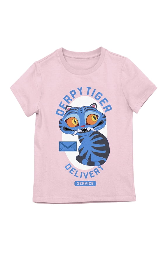 KPop Demon Hunters Derpy Tiger Delivery Girls Youth Graphic Tee 11-Color Screen Print Short Sleeve Crew Neck Officially Licensed Netflix-XS