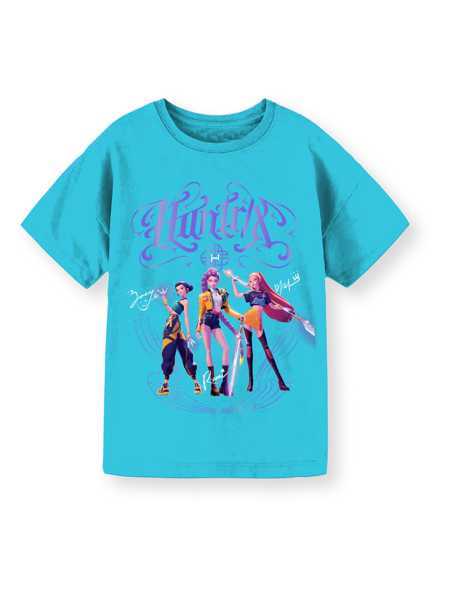 KPop Demon Hunters, Girls' & Big Girls' Graphic T-Shirt, Huntrix Trio Shine, Sizes 4-16