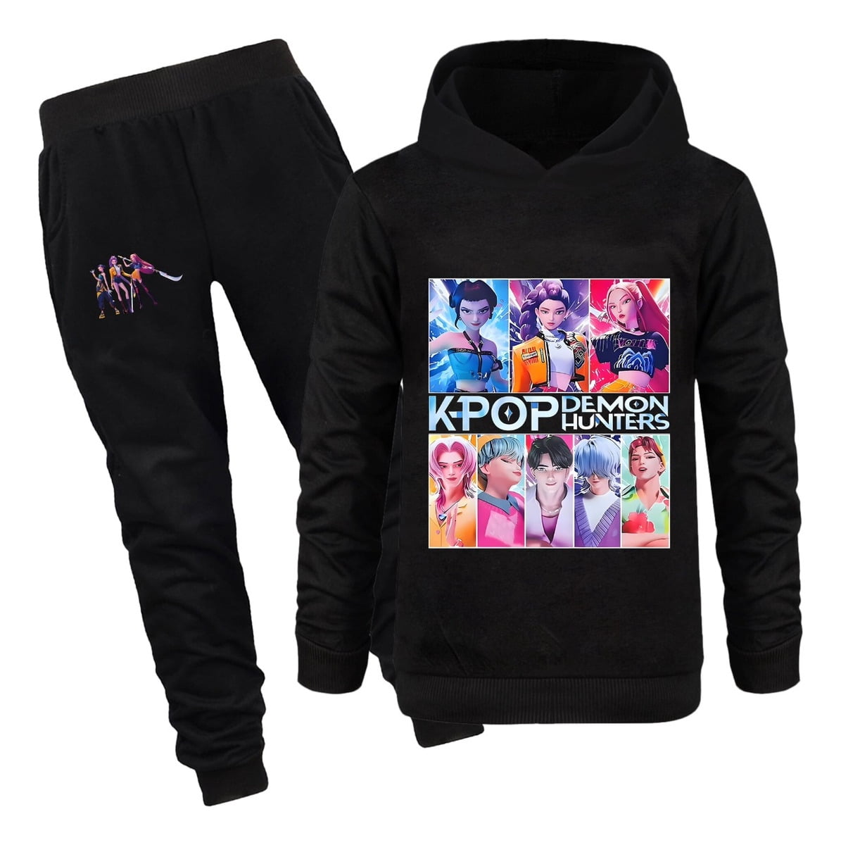 KPop Demon Hunters HUNTR/X Collage Design Kids Outfit Set Anime
