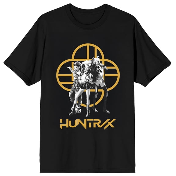 KPop Demon Hunters Huntr/x Together Gold Adult Black Crew Neck Short Sleeve T-shirt-Small