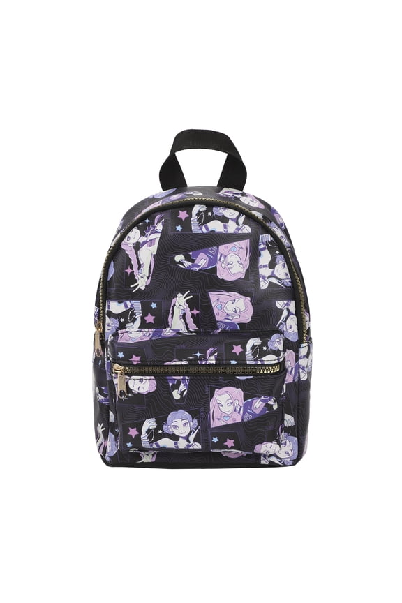 KPop Demon Hunters Huntrix AOP Adult Black 11.5" Mini Backpack