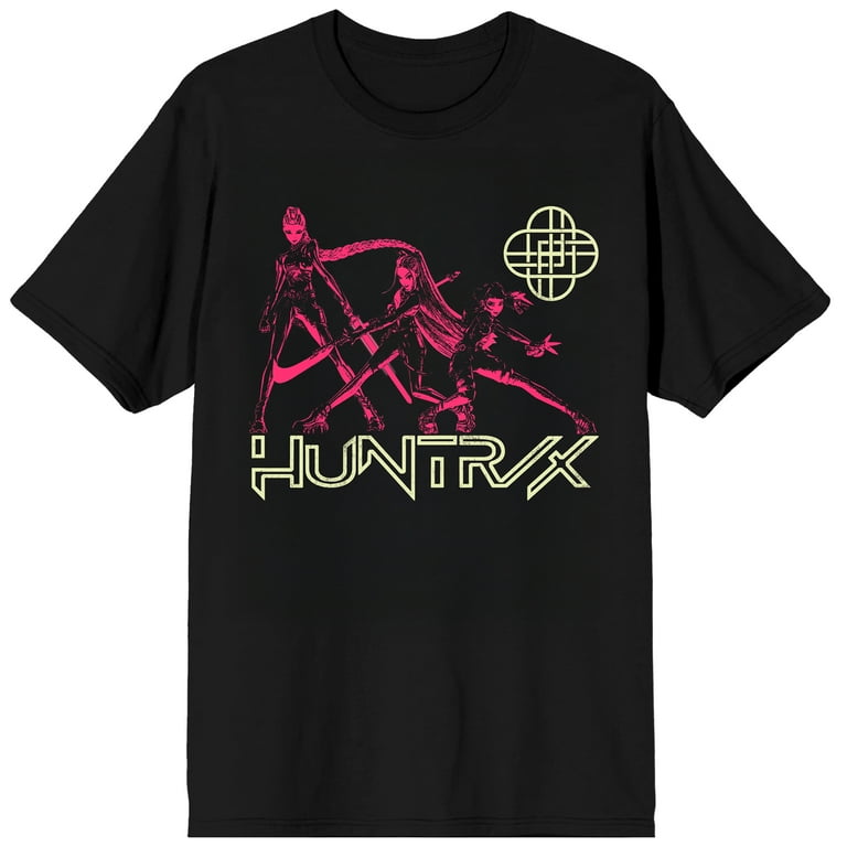 KPop Demon Hunters Huntrix Line Up on Black Short Sleeve