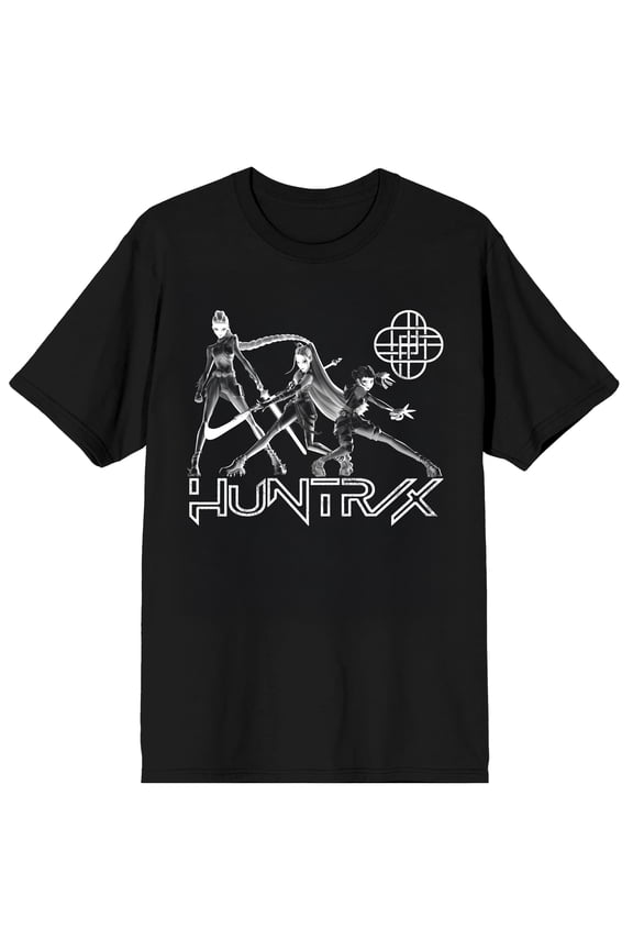Huntrix Line Up on Black Short Sleeve Adult T Shirt - XS