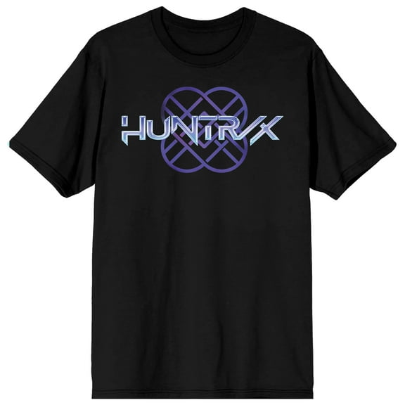 KPop Demon Hunters Huntrix Logo on Black Short Sleeve Adult T Shirt - Medium